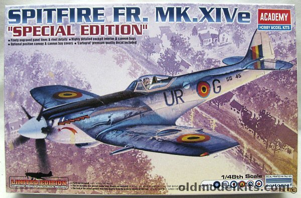 Academy 1/48 Spitfire FR. Mk. XIVe 'Special Edition' - RAF SEAC Burma 273 Sq 1945/46 / Belgian Air Force No.2 Sq 1947-50 / Royal Thai Air Force / CF-GMZ Civil Cleveland Air Race 1949 / Royal Indian Air Force No.4 Sq / Indian Air Force Indo-Pakistani War 1947-49 / RAF, 12211 plastic model kit
